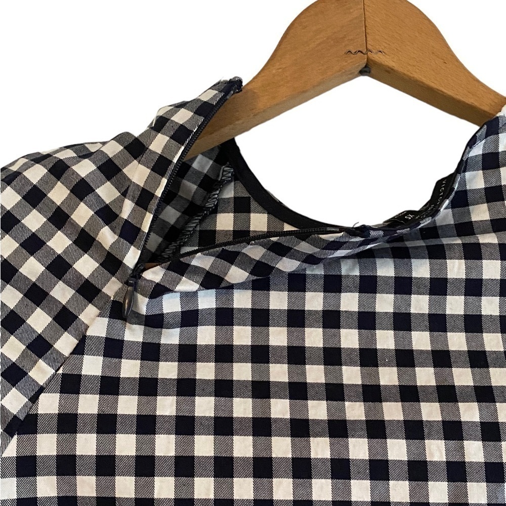 Victoria Beckham for Target Black and White Gingham Peplum Blouse Size XS - Picture 4 of 6